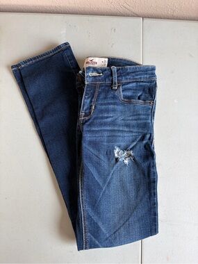 Hollister Women's Dark Indigo Distressed Skinny Jeans